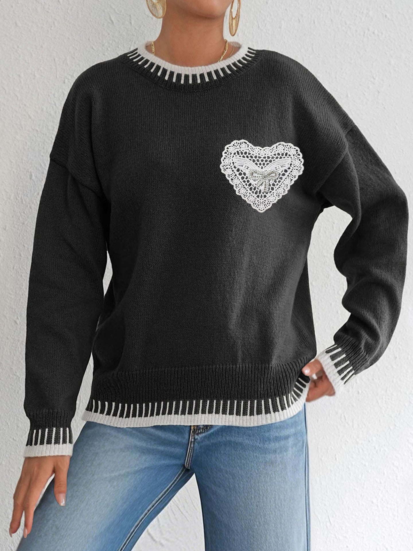 Pull ample patchwork à contrastes de couleurs d'Automne pour femme