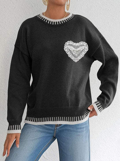 Pull ample patchwork à contrastes de couleurs d'Automne pour femme