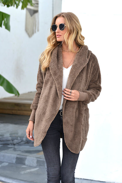 Manteau d’hiver stylé en peluche pour femme