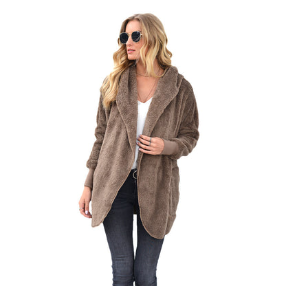 Manteau d’hiver stylé en peluche pour femme