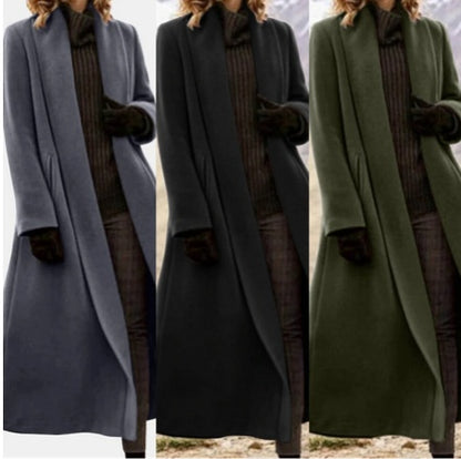 Manteau Long Droit en Laine Grise – Chic et Minimaliste