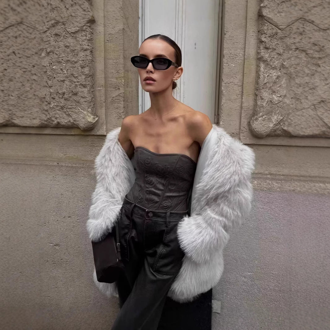 Manteau oversize femme en fausse fourrure