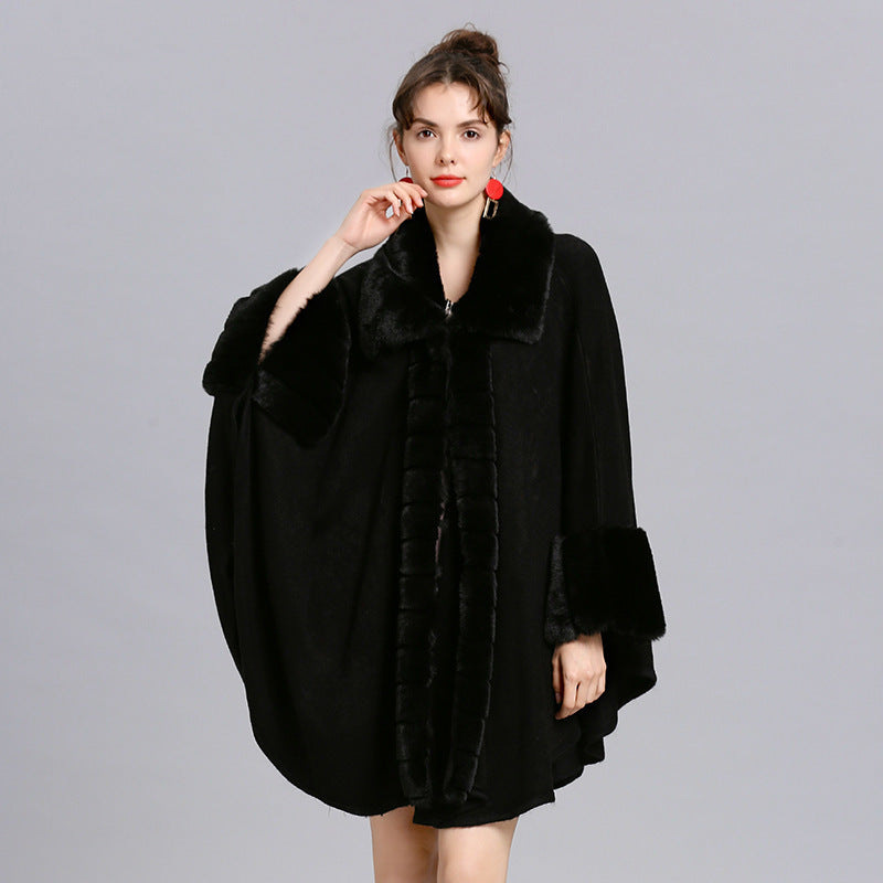 Cardigan chaud à col en fourrure synthétique