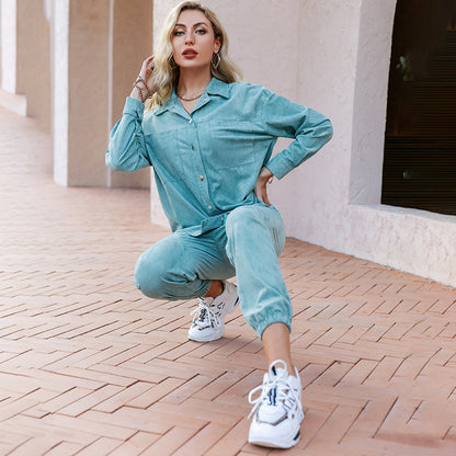 Ensemble deux-pièces en velours femme