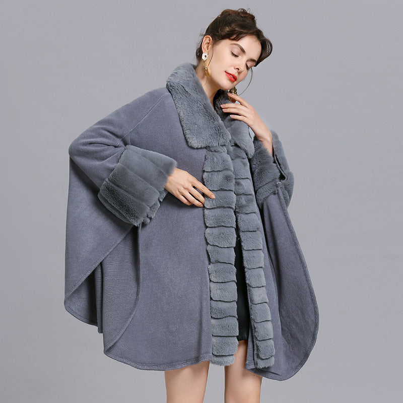 Cardigan chaud à col en fourrure synthétique