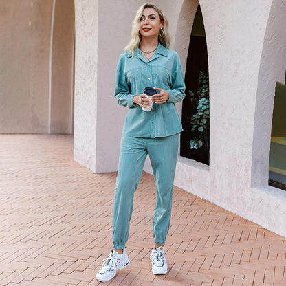 Ensemble deux-pièces en velours femme