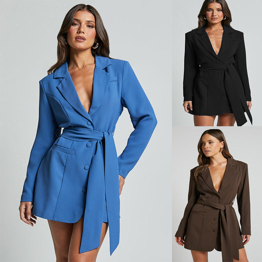 Manteau Mi-Long Femme à Lacets Slim Fit