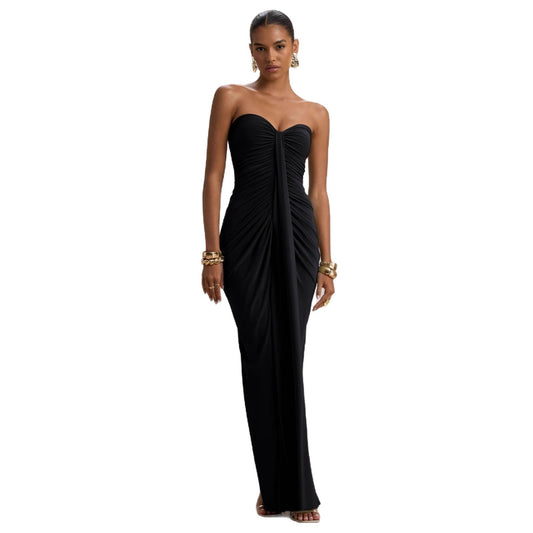 Robe fourreau plissée coupe slim bandeau sexy
