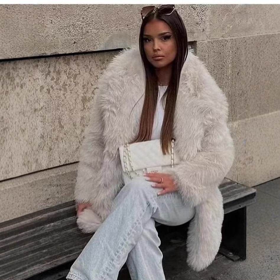 Manteau oversize femme en fausse fourrure