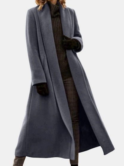 Manteau Long Droit en Laine Grise – Chic et Minimaliste