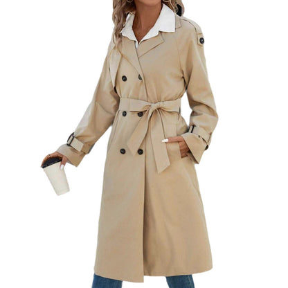 Trench-Coat Long Classique Beige Clair – Élégance Quotidienne