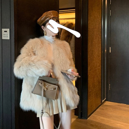 Manteau femme en fausse fourrure renard  coupe ample