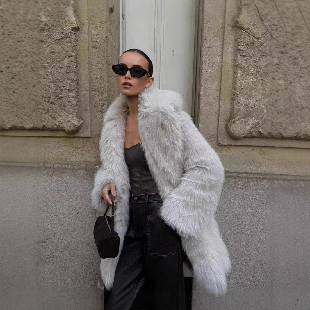 Manteau oversize femme en fausse fourrure