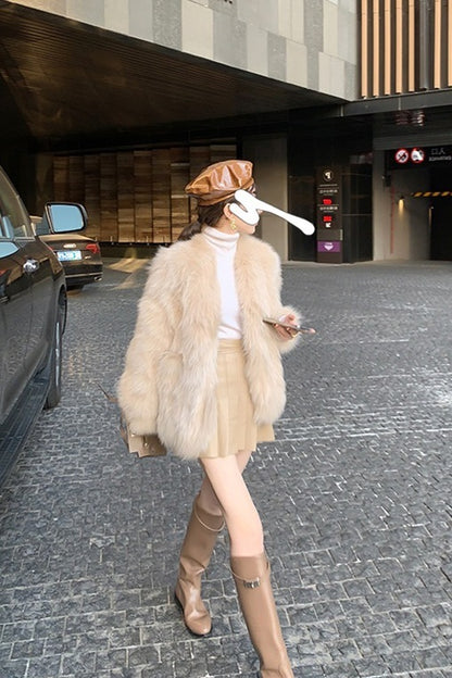 Manteau femme en fausse fourrure renard  coupe ample