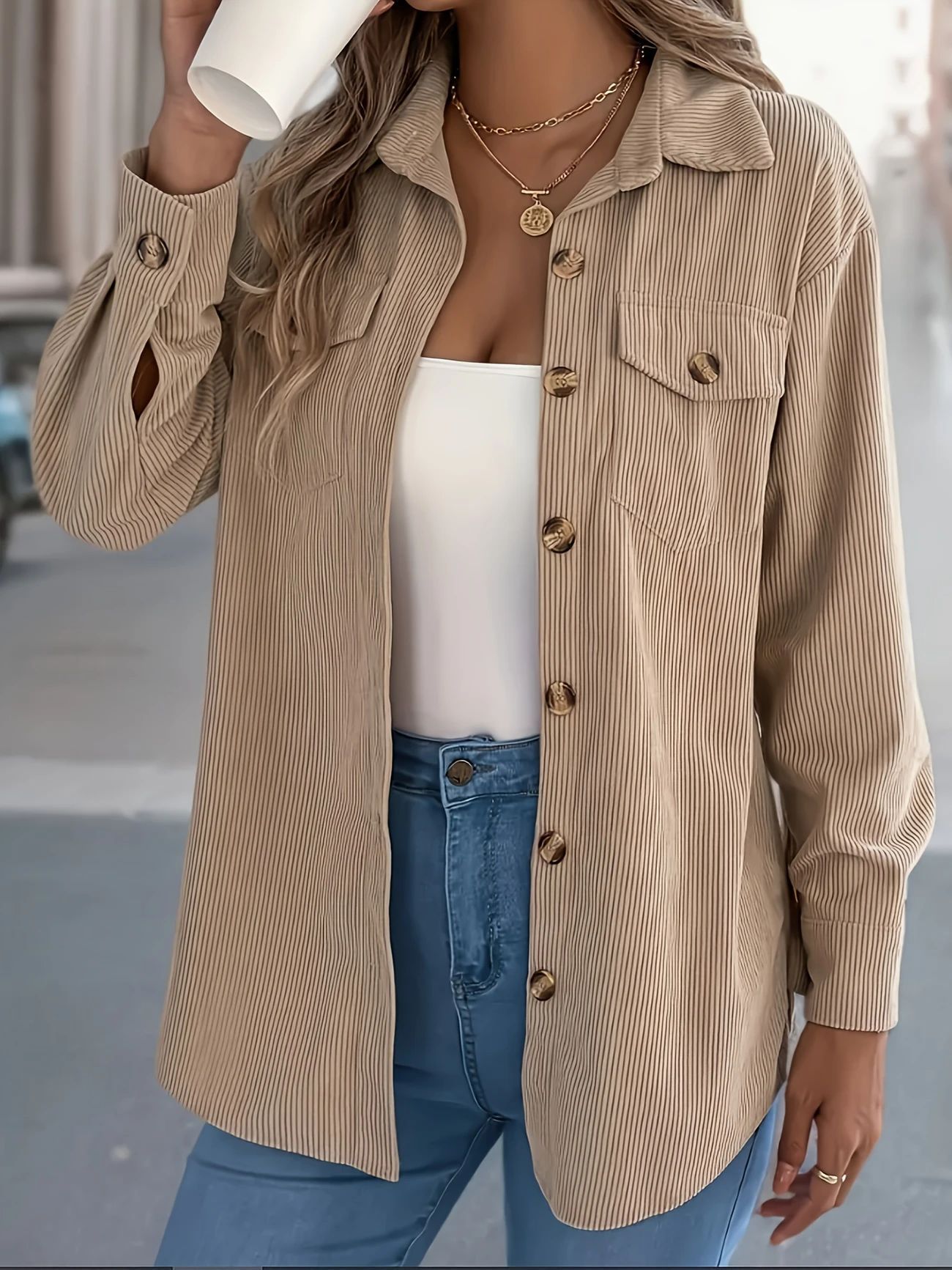 Manteau-Chemise Lorenza Velours Côtelé