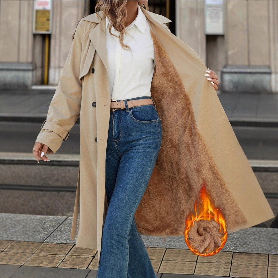 Trench-Coat Long Classique Beige Clair – Élégance Quotidienne