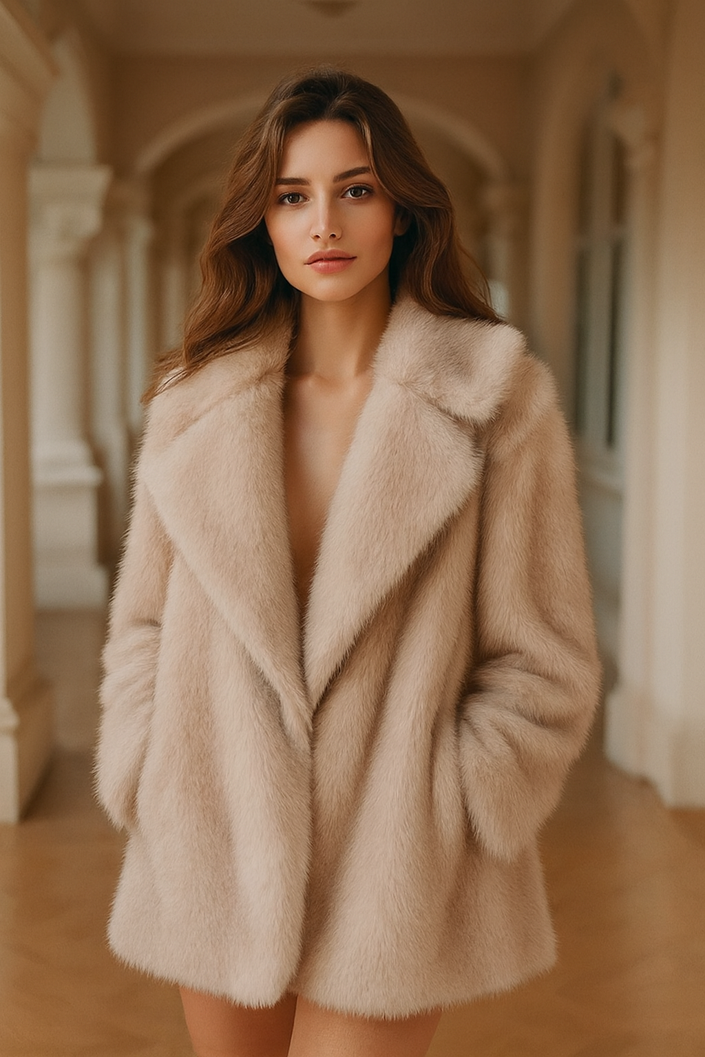 Veste femme stylée en simili cuir doublée fourrure