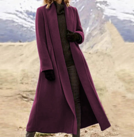 Manteau Long Droit en Laine Grise – Chic et Minimaliste