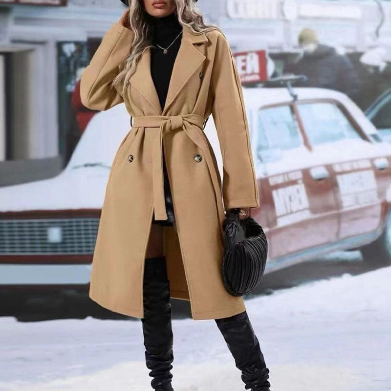 Le Manteau Trench Long Camel Ceinturé Élégant