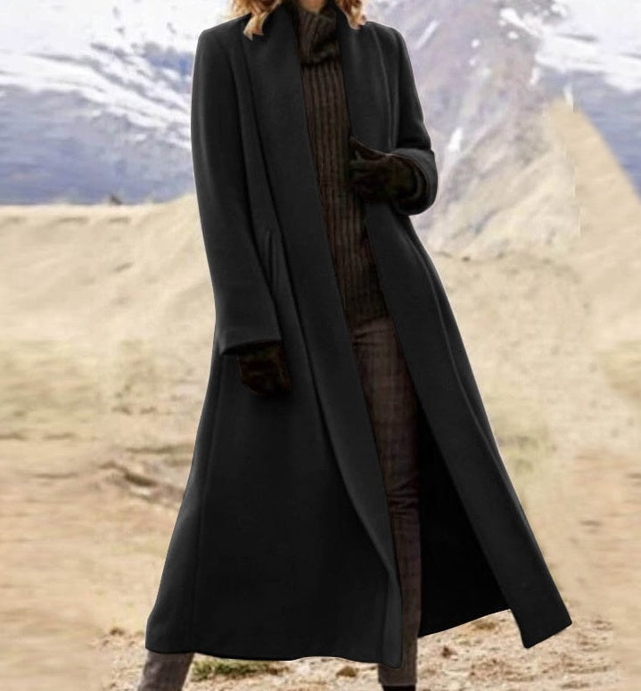 Manteau Long Droit en Laine Grise – Chic et Minimaliste