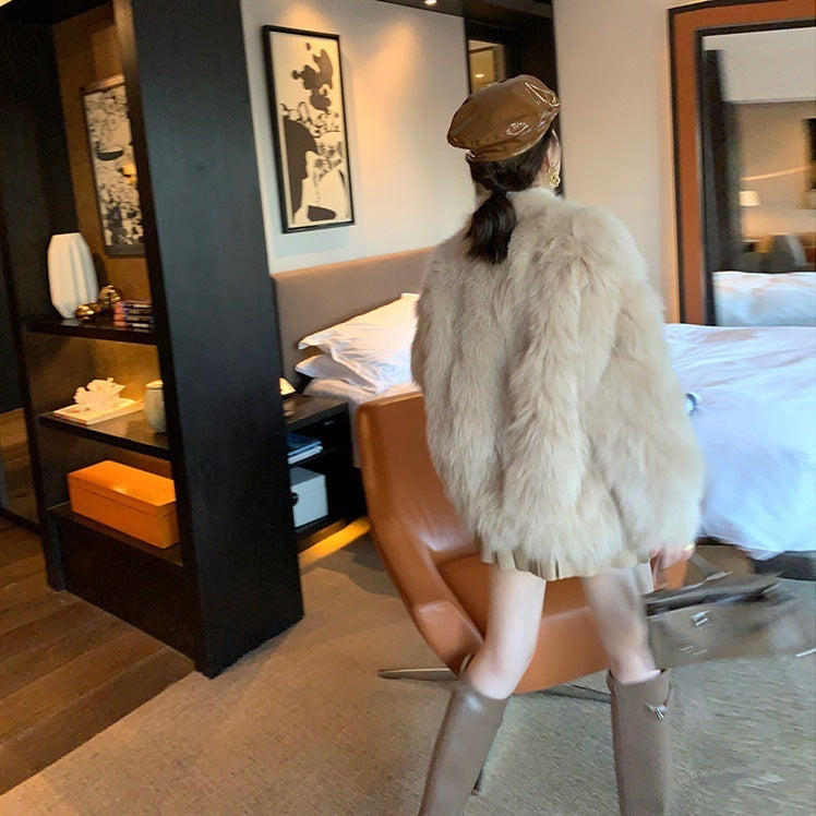 Manteau femme en fausse fourrure renard  coupe ample