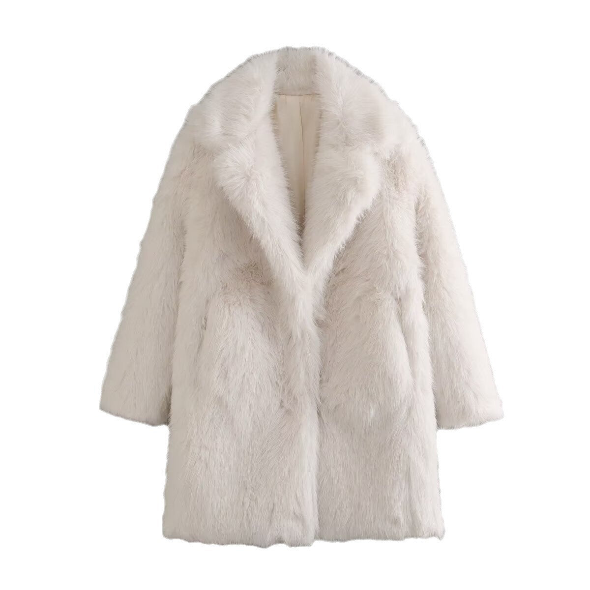 Manteau Long en Fausse Fourrure Blanche – Tendance Chic