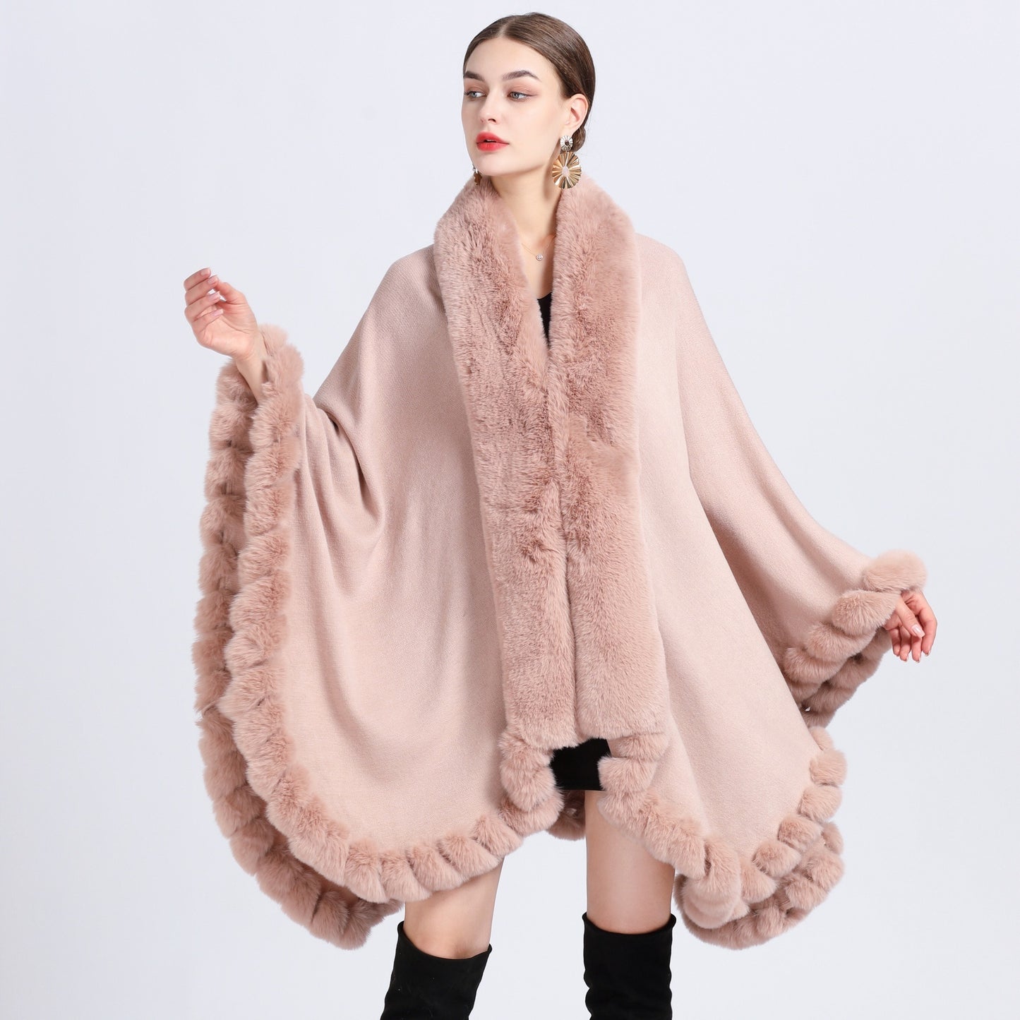 Rex Oversized Knitted Vest with Fur Collar