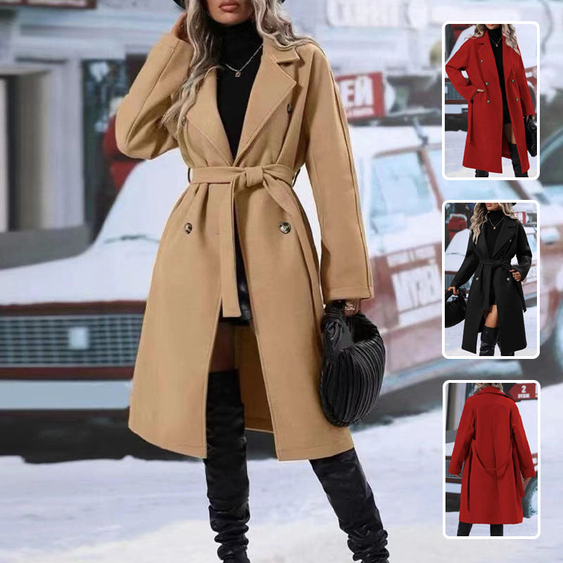 Le Manteau Trench Long Camel Ceinturé Élégant