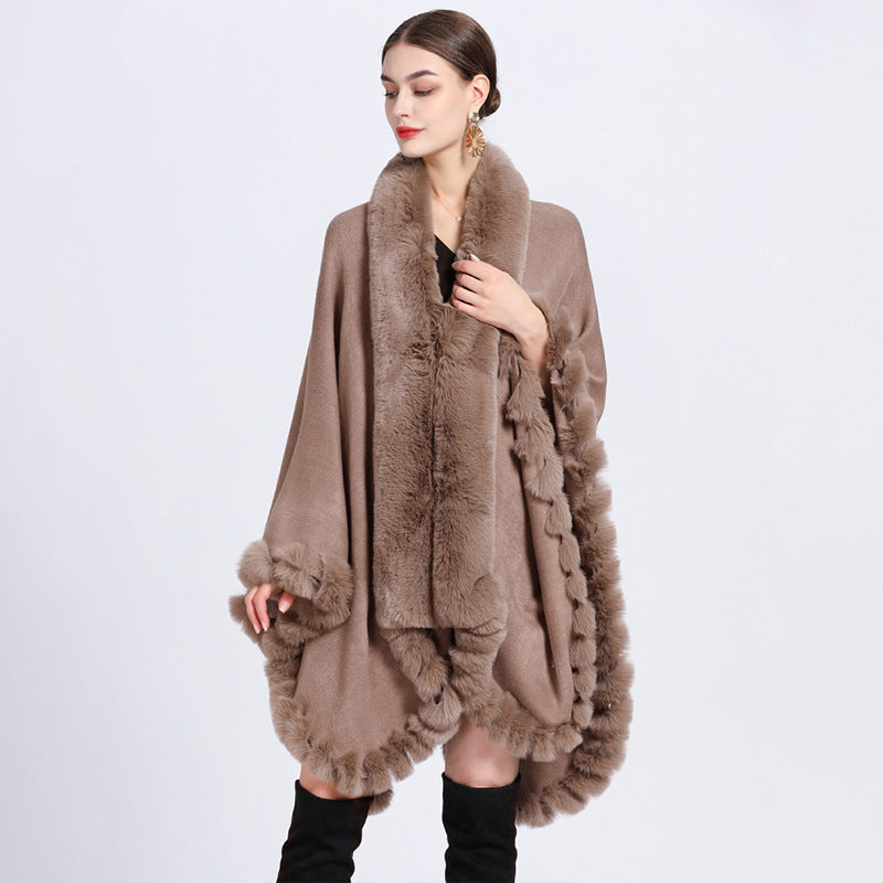 Rex Oversized Knitted Vest with Fur Collar