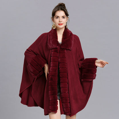 Cardigan chaud à col en fourrure synthétique