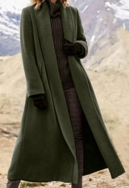 Manteau Long Droit en Laine Grise – Chic et Minimaliste