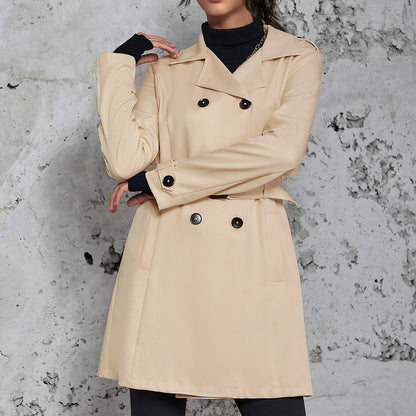 Manteau britannique mi-long femme