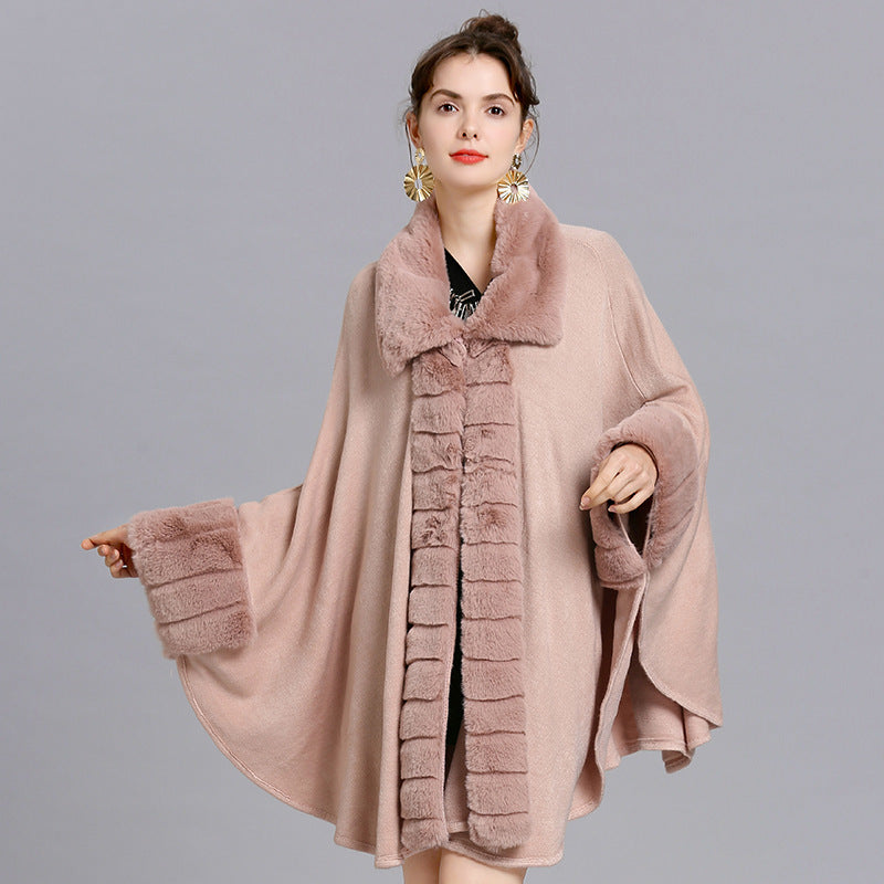 Cardigan chaud à col en fourrure synthétique