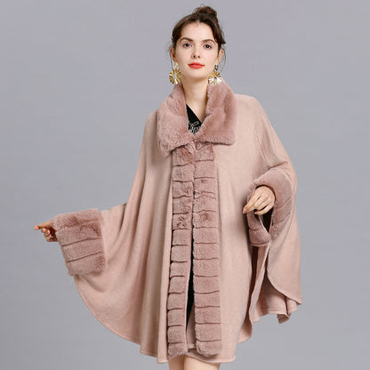 Cardigan chaud à col en fourrure synthétique