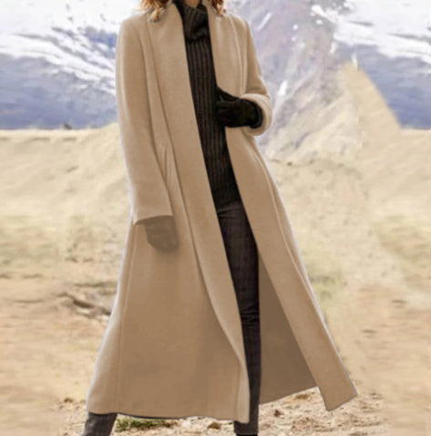 Manteau Long Droit en Laine Grise – Chic et Minimaliste