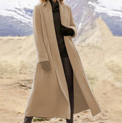 Manteau Long Droit en Laine Grise – Chic et Minimaliste